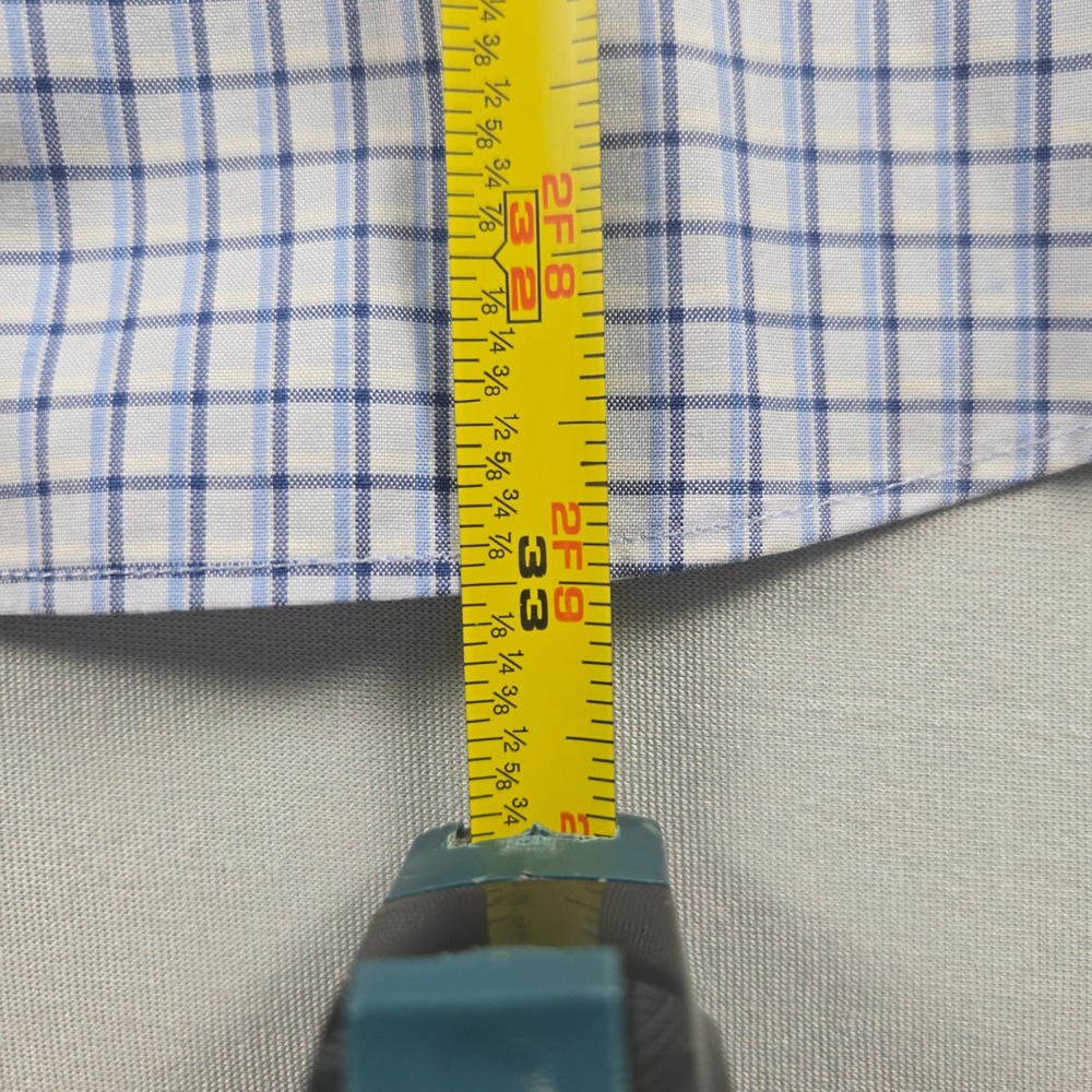Jos A Bank Traveler Traditional Fit Blue Check Dress Shirt Men's 17 34 Cotton - Picture 8 of 8